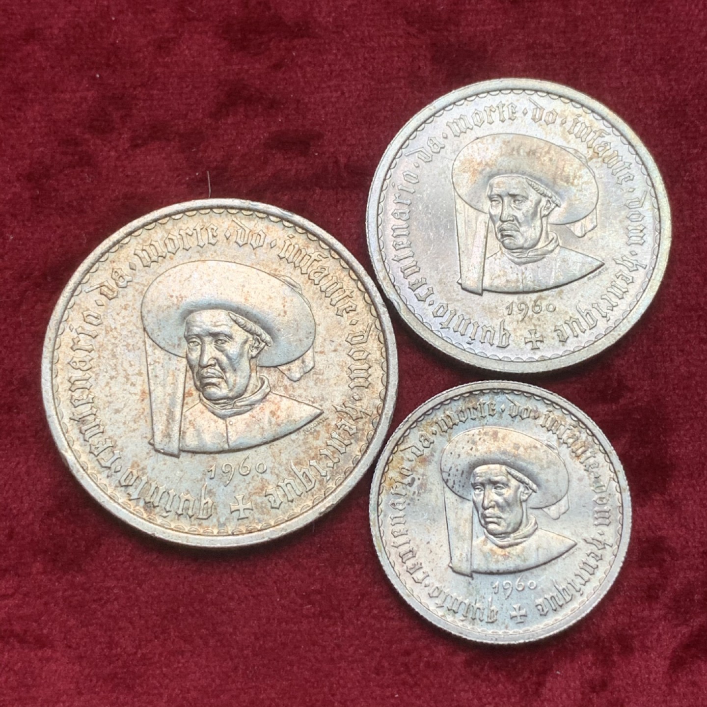 《竞宝斋》西.葡及其殖民地国家专场-第70场（全场不限金额包邮） （3枚一套）UNC品 葡萄牙 1966年 纪念航海家 亨利王子逝世100周年 5，10，20面值 3枚总重40.5克