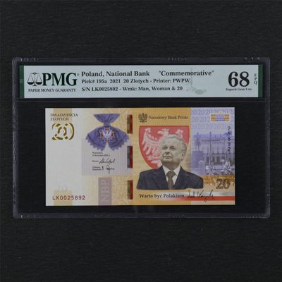 【亘邦集藏】第117期 - 2009年 波兰纪念钞卡钦 20兹罗提 PMG 68EPQ LK0025892
