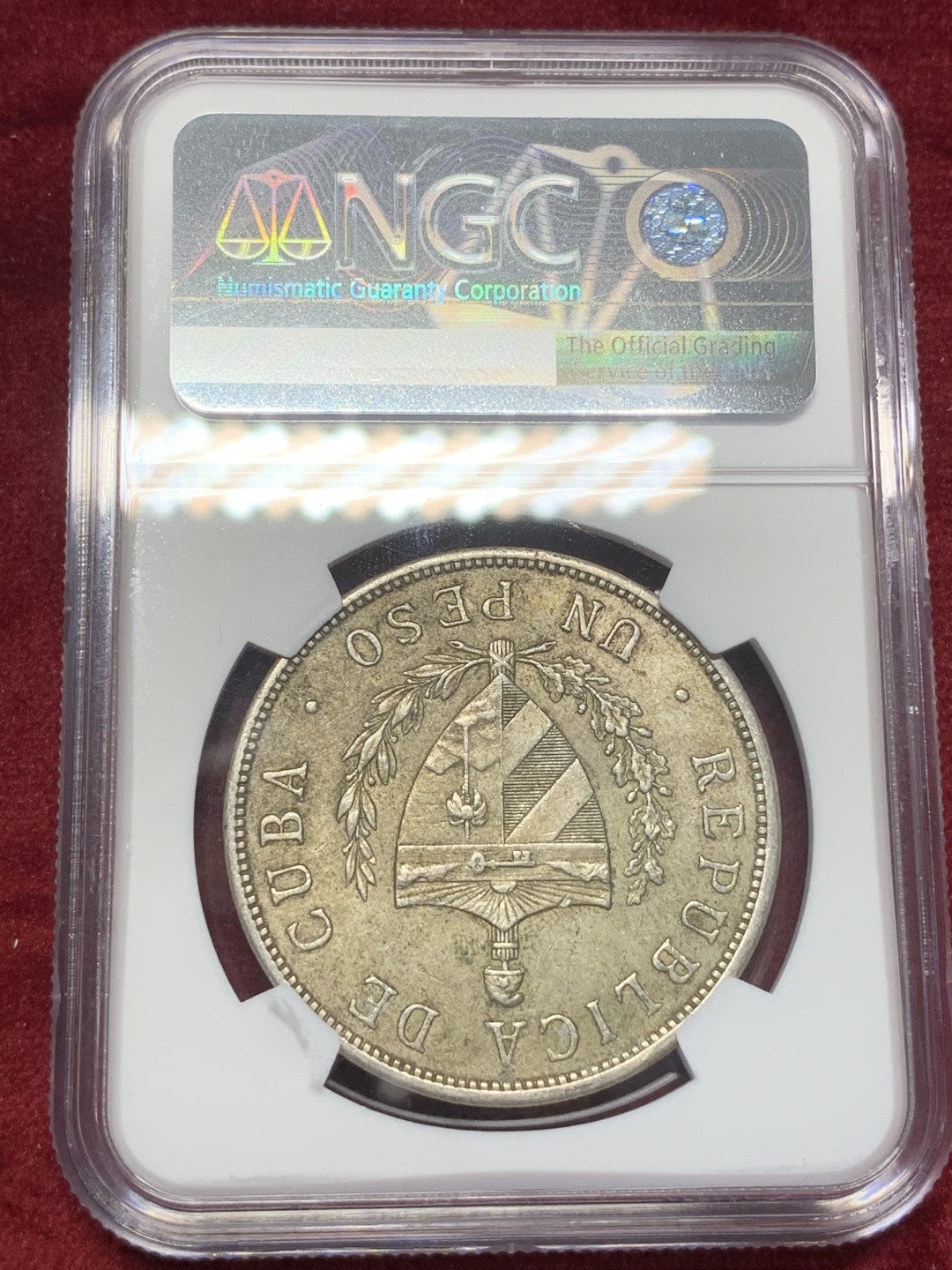 《竞宝斋》西.葡及其殖民地国家专场-第70场（全场不限金额包邮） NGC-UNC 古巴1932年 大五星 1比索 银币 双面原味包浆 细节好