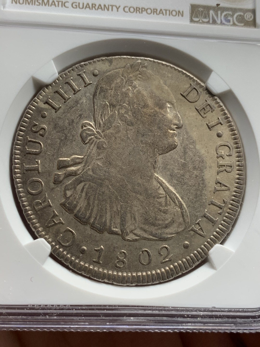 《竞宝斋》西.葡及其殖民地国家专场-第70场（全场不限金额包邮） NGC-AUD 玻利维亚 卡四 1802年 双柱大银币 相对少见的国家 实惠品