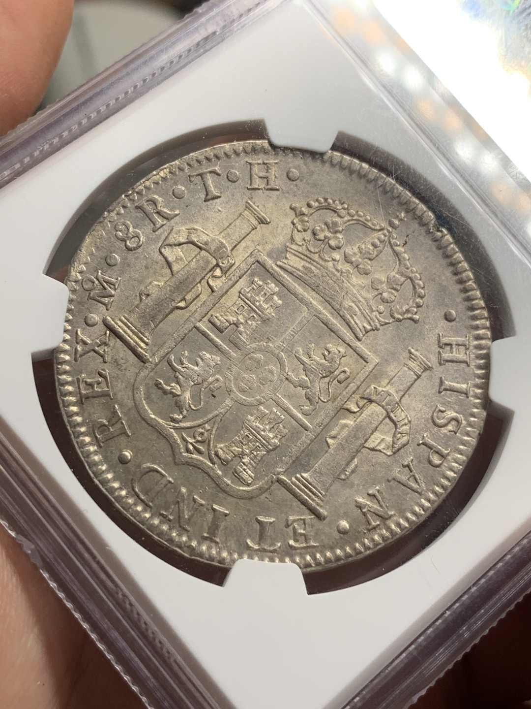 《竞宝斋》西.葡及其殖民地国家专场-第70场（全场不限金额包邮） NGC-AU58 墨西哥双柱 卡洛斯四世 1807年 8R大银币 打制细节不错