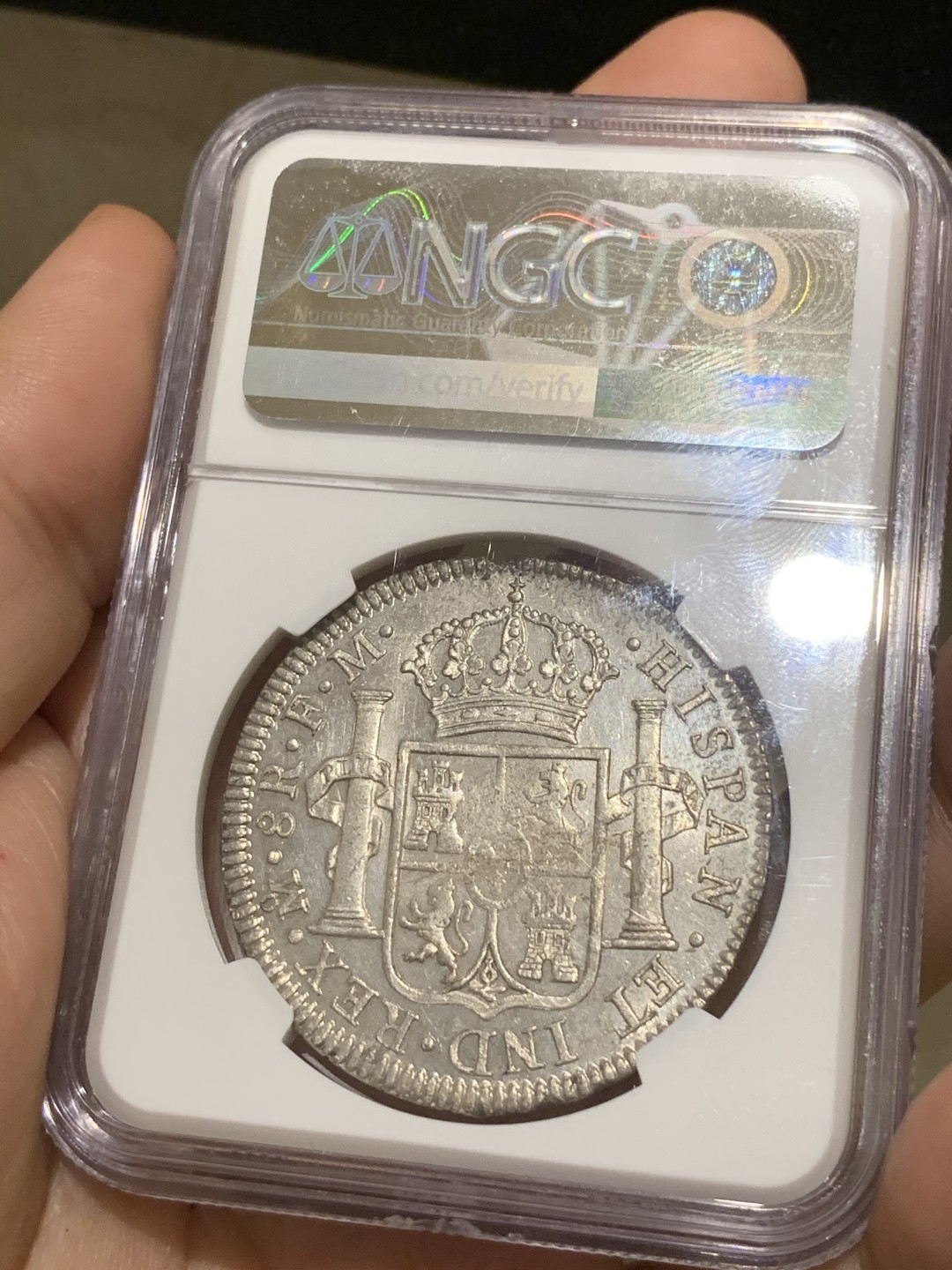 《竞宝斋》西.葡及其殖民地国家专场-第70场（全场不限金额包邮） 冠军分 NGC-MS63 墨西哥双柱 卡洛斯四世 1793 8里亚尔大银币 深打  早期卡四 top顶级收藏