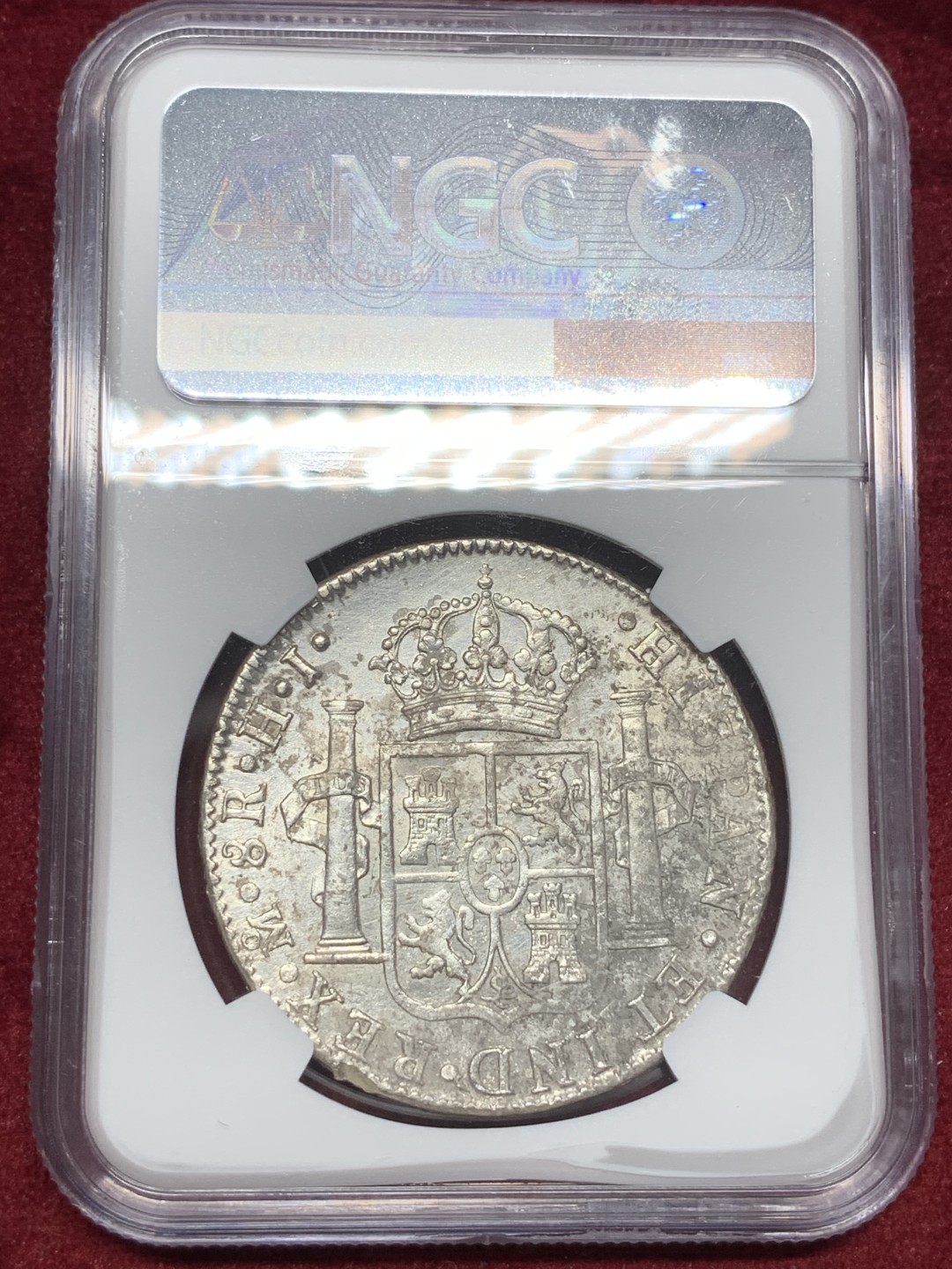 《竞宝斋》西.葡及其殖民地国家专场-第70场（全场不限金额包邮） NGC-AUD 墨西哥1809年 费七 8里亚尔双柱大银币 底光好 细节请见图