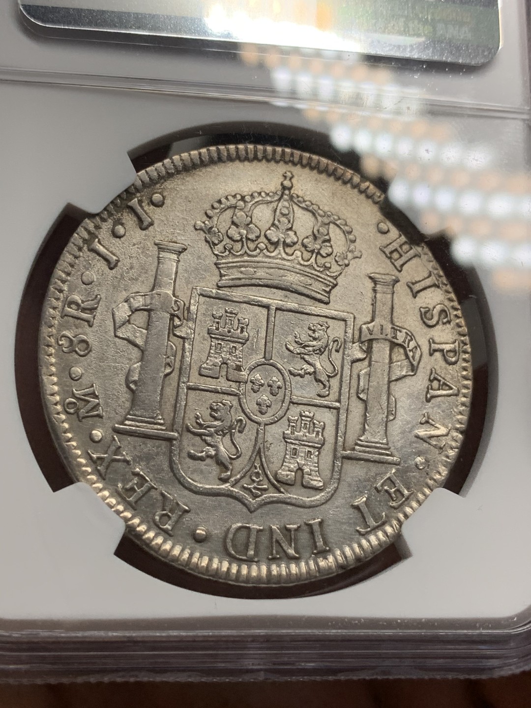 《竞宝斋》西.葡及其殖民地国家专场-第70场（全场不限金额包邮） NGC-XFD  墨西哥双柱 费迪南七世 1818年 双柱大银币  双面深打 状态可以