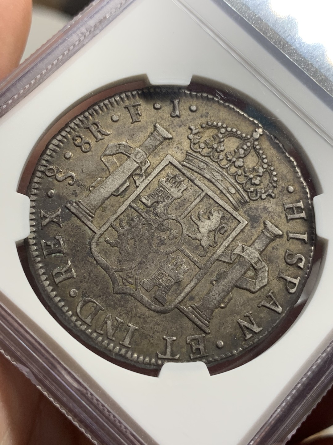 《竞宝斋》西.葡及其殖民地国家专场-第70场（全场不限金额包邮） NGC-XF40 智利！ 1805年 卡洛斯四世  8R双柱大银币 智利罕见双柱厂 原味老包浆 深打