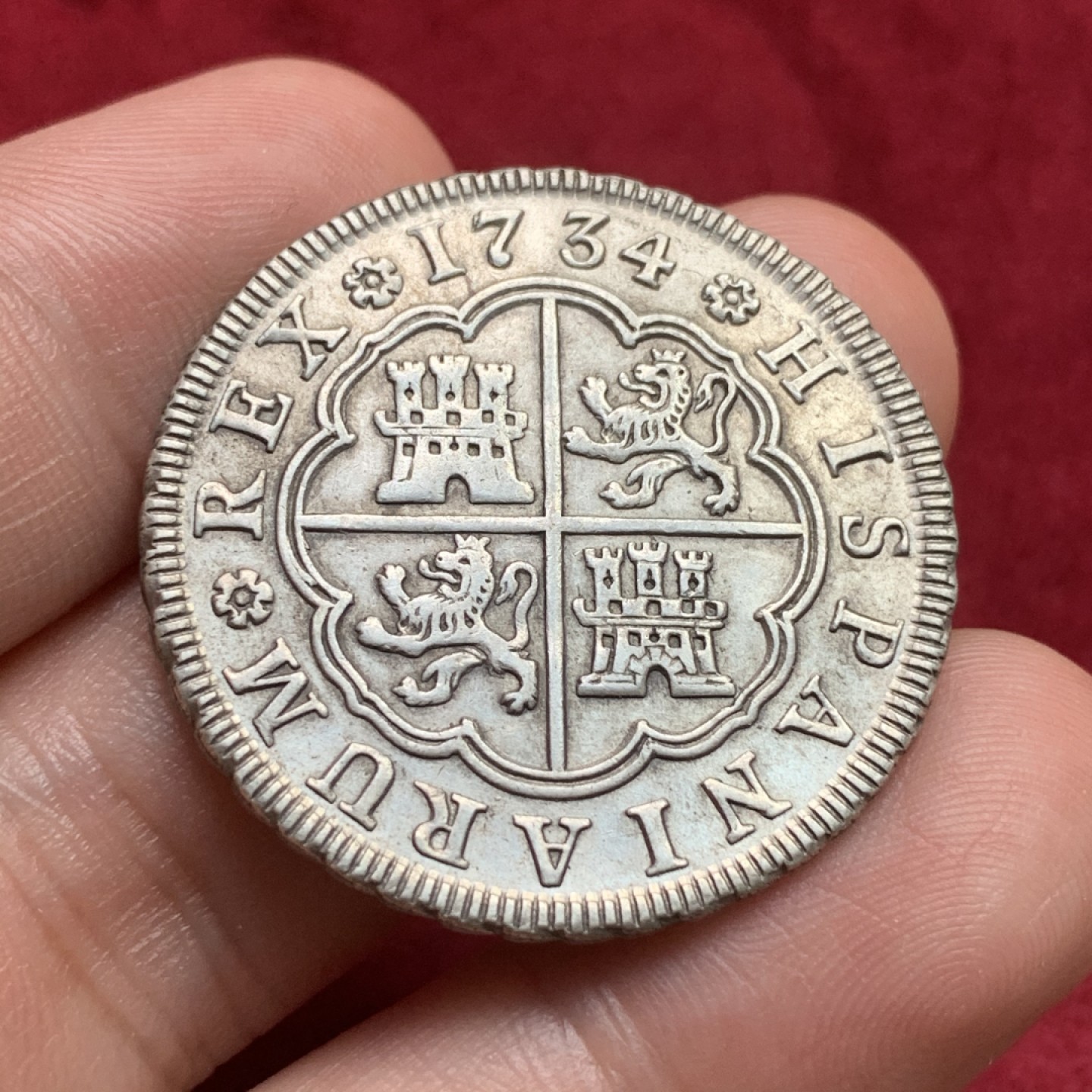 《竞宝斋》西.葡及其殖民地国家专场-第70场（全场不限金额包邮） 西班牙 本土  1734年 菲利普五世 马德里厂 4R十字银币 全深打 细节好