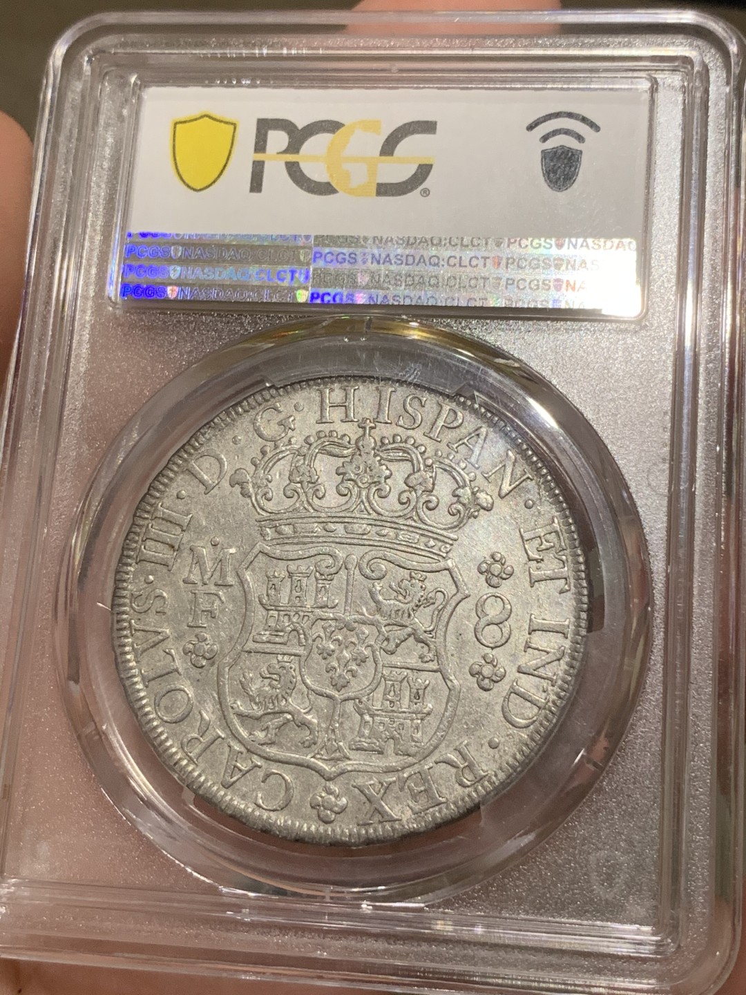 《竞宝斋》西.葡及其殖民地国家专场-第70场（全场不限金额包邮） PCGS-AU55 墨西哥地球双柱大银币 1769年版  酱油包浆 水波清晰 非常难得