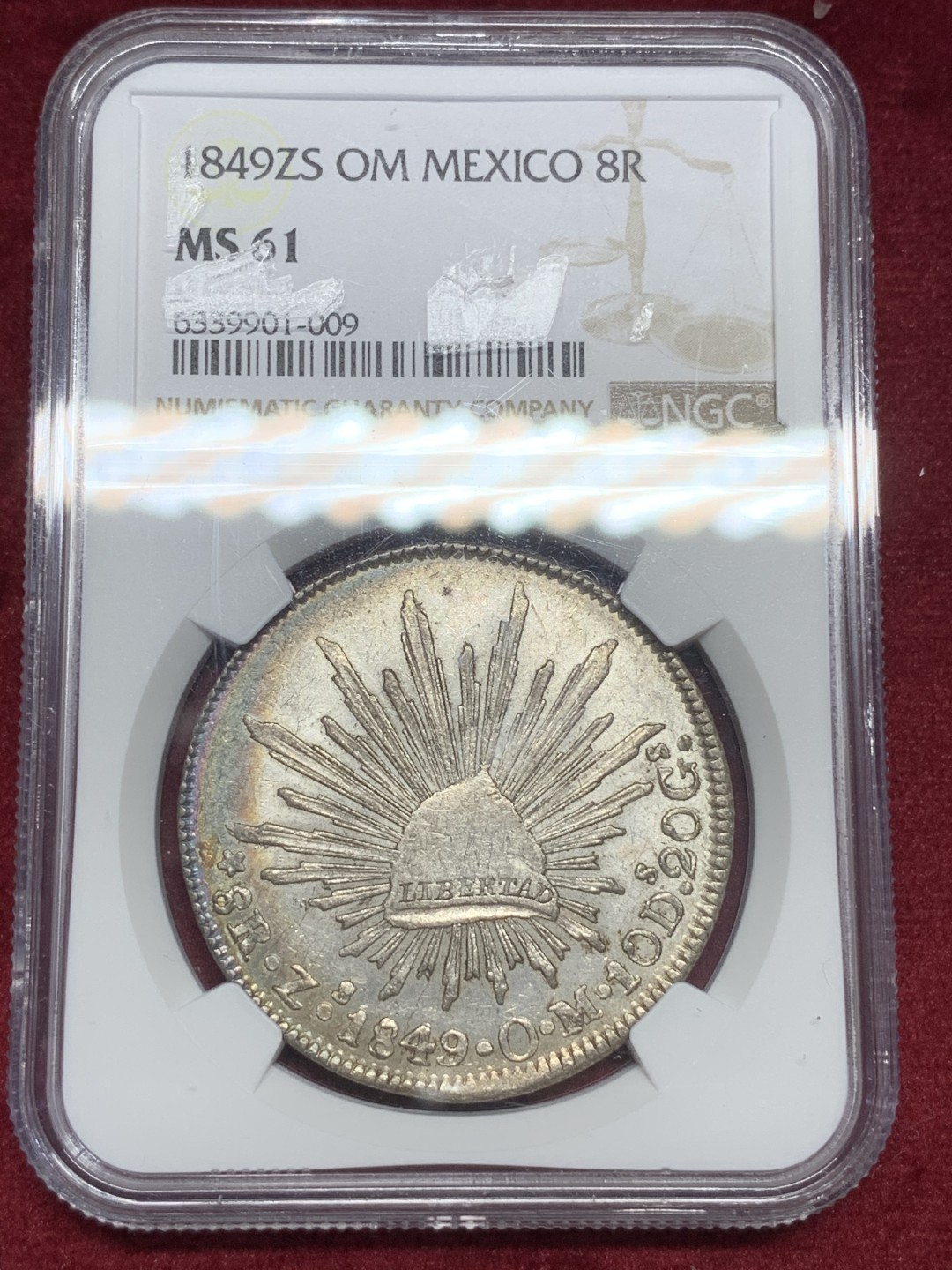 《竞宝斋》西.葡及其殖民地国家专场-第70场（全场不限金额包邮） NGC MS61 墨西哥 1849年 中期 鹰洋银币 这个状态相当难得 双面环彩 甚是好看