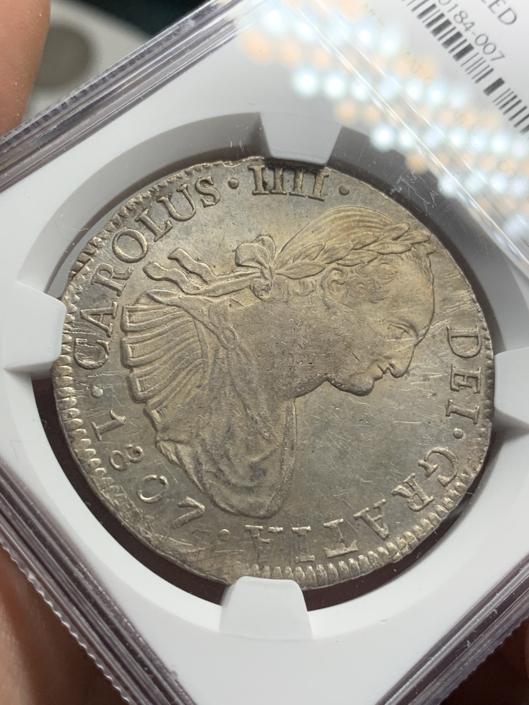 《竞宝斋》西.葡及其殖民地国家专场-第70场（全场不限金额包邮） NGC-AUD 墨西哥 卡洛斯四世 1807年 8里亚尔双柱银币 打制细节都不错 可惜有细丝划痕