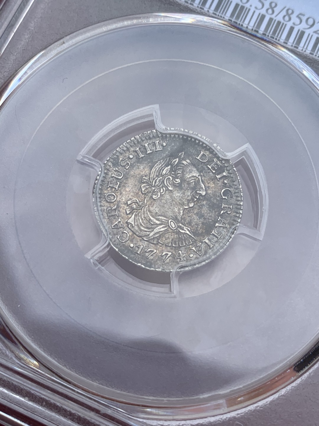 《竞宝斋》西.葡及其殖民地国家专场-第70场（全场不限金额包邮） PCGS AU58 墨西哥1774卡洛斯三世1/2R银币 PCGS错标1R   细节包浆非常到位