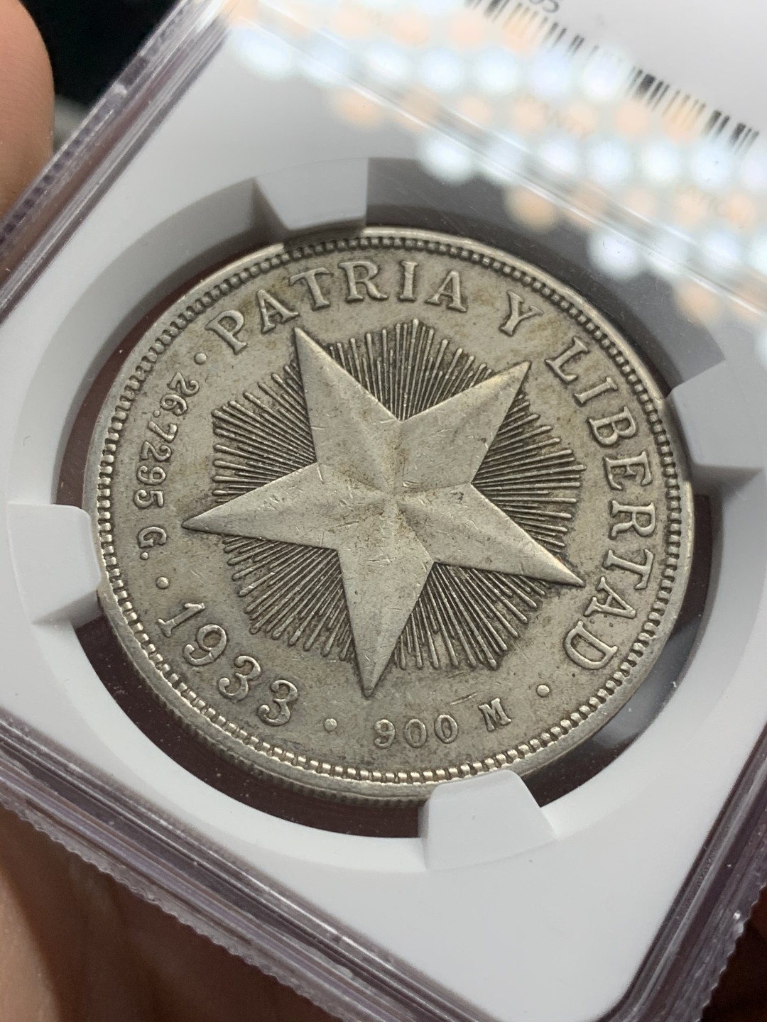 《竞宝斋》西.葡及其殖民地国家专场-第70场（全场不限金额包邮） NGC-AU55 古巴1933年 大五星1比索 银币 大热品种 双面 老包浆