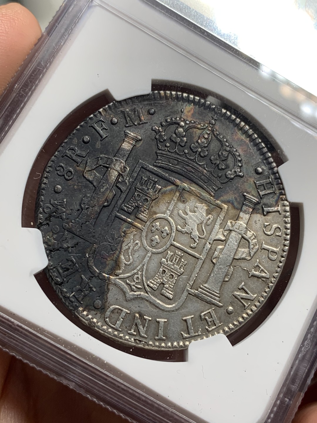 《竞宝斋》西.葡及其殖民地国家专场-第70场（全场不限金额包邮） NGC-AUD 墨西哥 1786年 卡洛斯三世双柱8R大银币 无戳美品