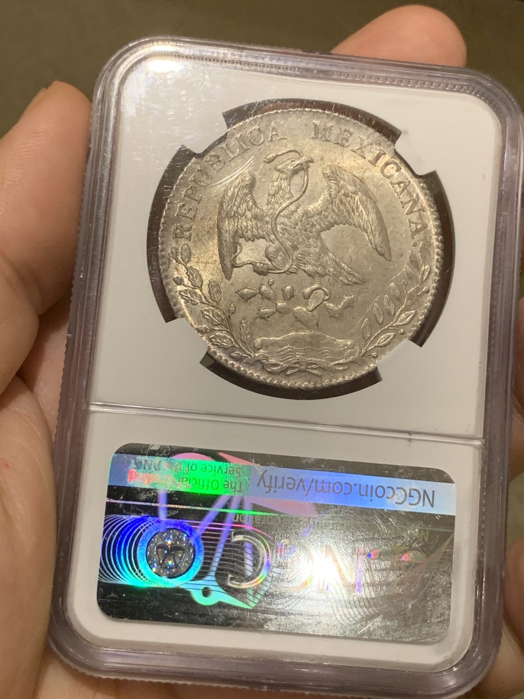 《竞宝斋》西.葡及其殖民地国家专场-第70场（全场不限金额包邮） NGC MS64 墨西哥 1893PI版 花边鹰洋 波多西最后一年 比较少的品种 底板光亮 羽毛好 淡五彩包浆