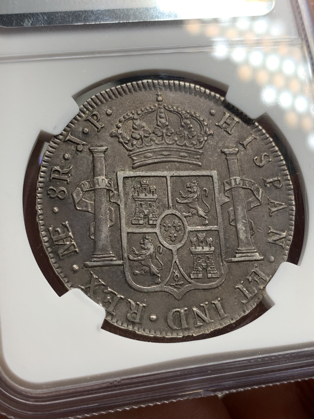 《竞宝斋》西.葡及其殖民地国家专场-第70场（全场不限金额包邮） NGC-Au50 秘鲁双柱 费迪南七世 1814年 8里亚尔银币 酱彩老包浆 状态好 喜欢