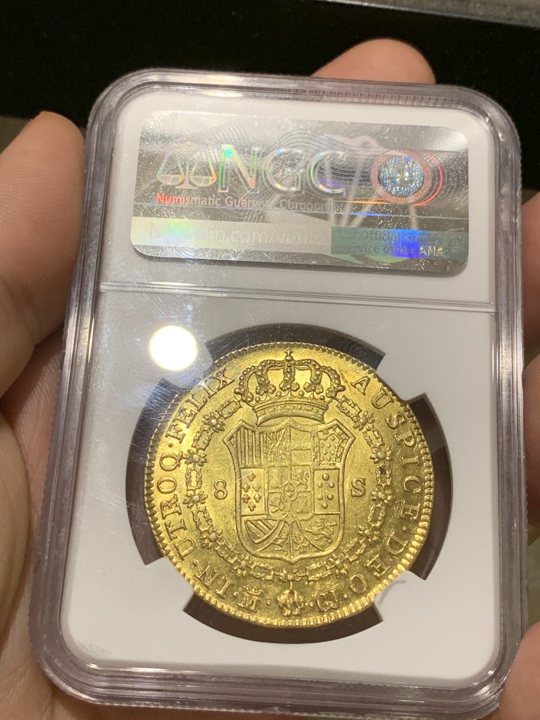 《竞宝斋》西.葡及其殖民地国家专场-第70场（全场不限金额包邮） NGC-AU58 西班牙本土 1814年 费迪南七世 8埃斯库多 大金币 马德里造币厂 罕见 ms状态 背面镜面 克劳斯目录XF40  5000刀 藏家必备