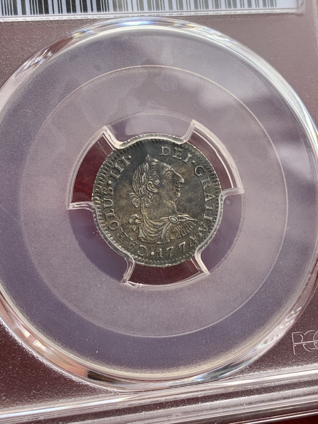 《竞宝斋》西.葡及其殖民地国家专场-第70场（全场不限金额包邮） PCGS AU58 墨西哥1774卡洛斯三世1/2R银币 PCGS错标1R   细节包浆非常到位