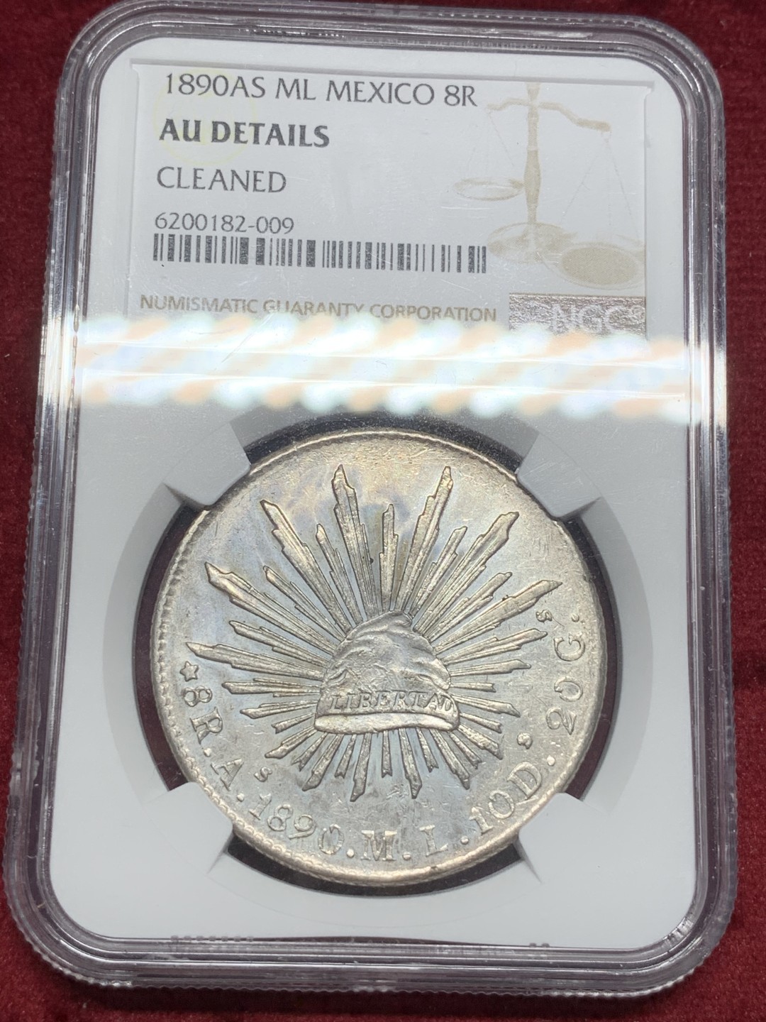 《竞宝斋》西.葡及其殖民地国家专场-第70场（全场不限金额包邮） NGC-AUD 墨西哥花边鹰洋  1890年AS ML版 8R银币  原味带底光 