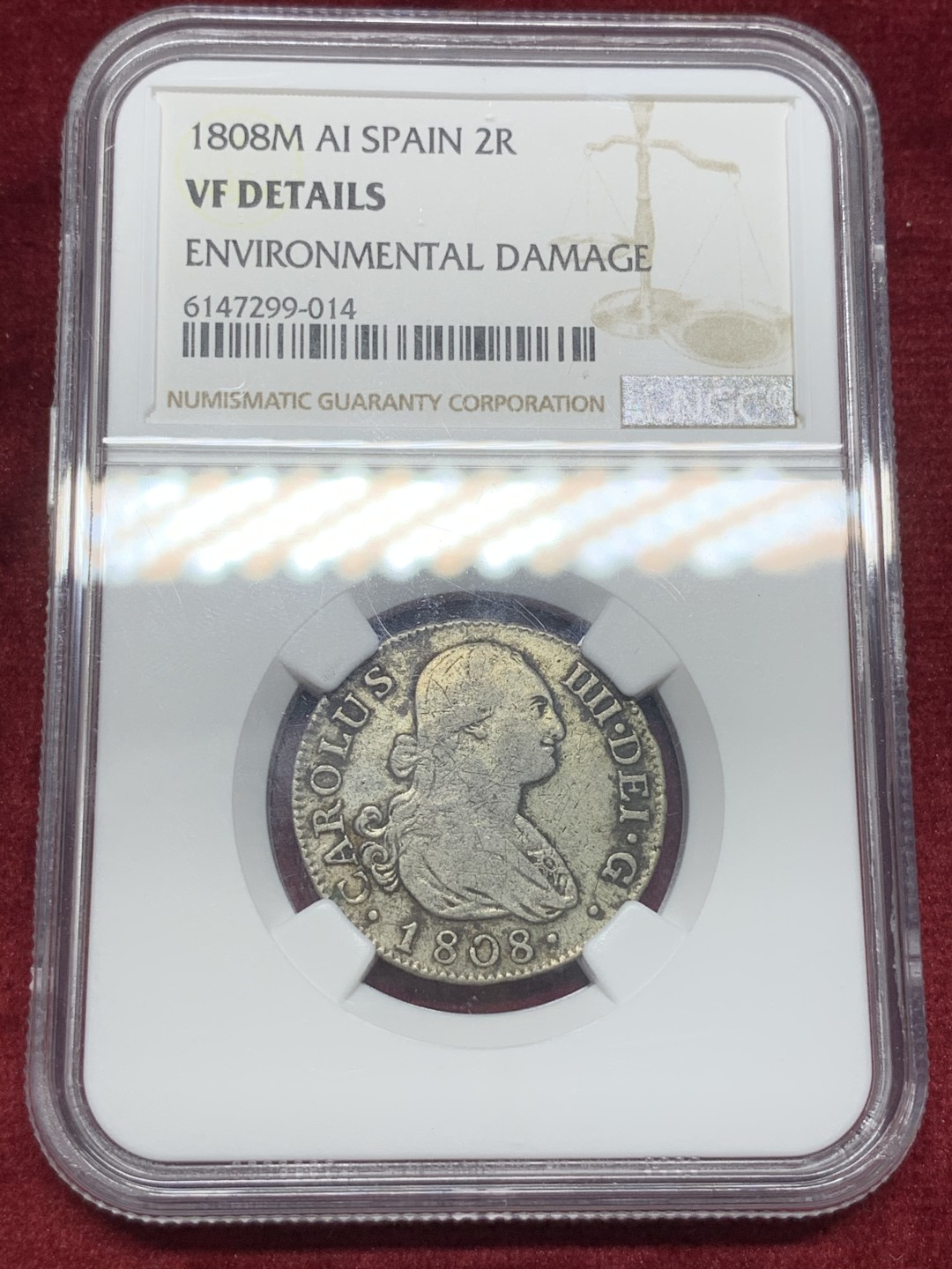 《竞宝斋》西.葡及其殖民地国家专场-第70场（全场不限金额包邮） NGC  西班牙本土  1808年 卡洛斯四世 马德里厂 2R银币 少见品种
