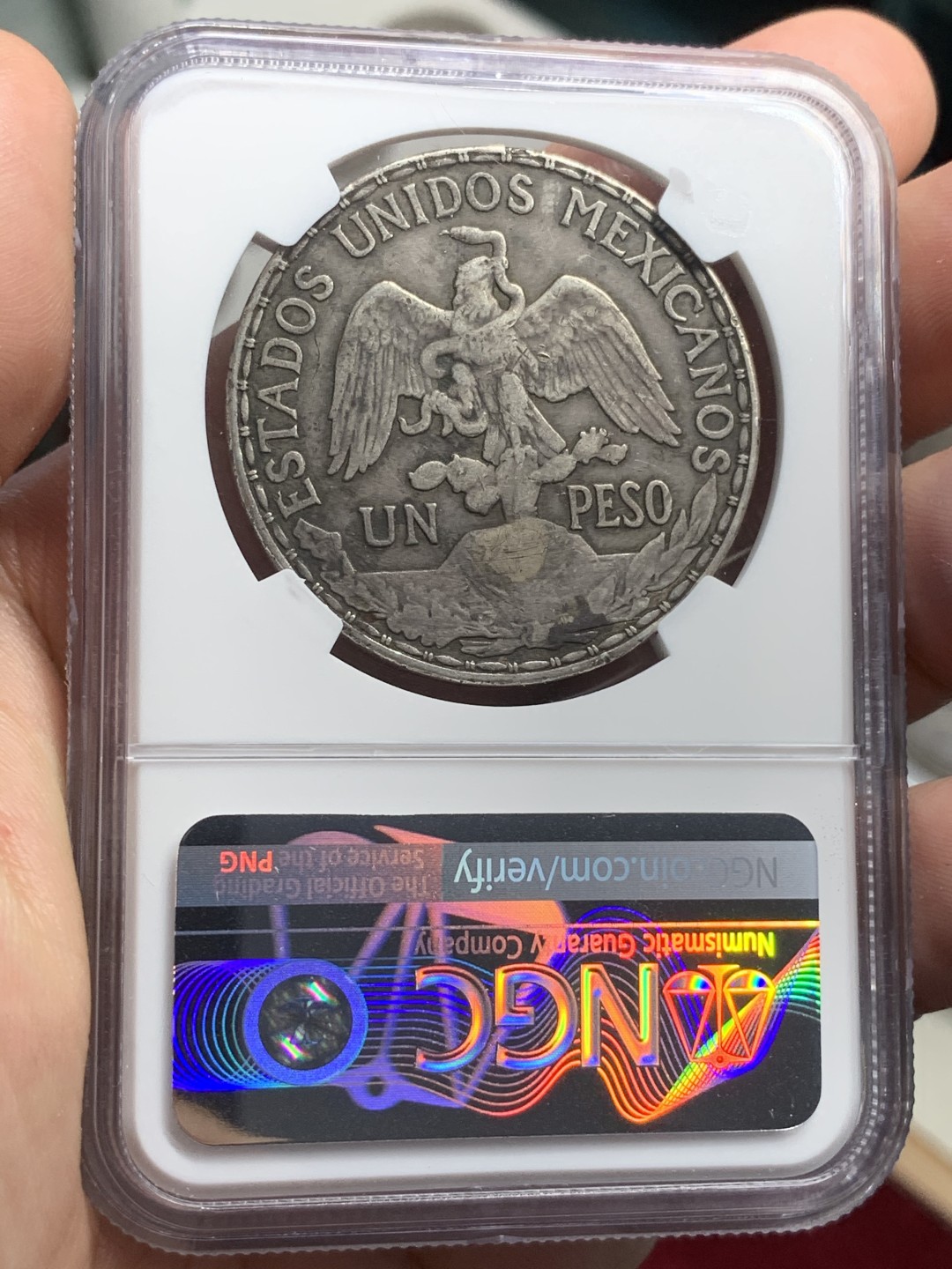 《竞宝斋》西.葡及其殖民地国家专场-第70场（全场不限金额包邮） NGC-XFD 墨西哥 热门品种 1910年骑马鹰洋 1比索 银币 原味包浆