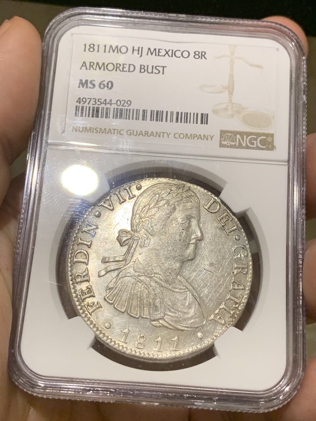 《竞宝斋》西.葡及其殖民地国家专场-第70场（全场不限金额包邮） NGC-MS60 墨西哥双柱 费迪南七世 1811年 双柱大银币 过渡年份 潜力巨大 PL底板