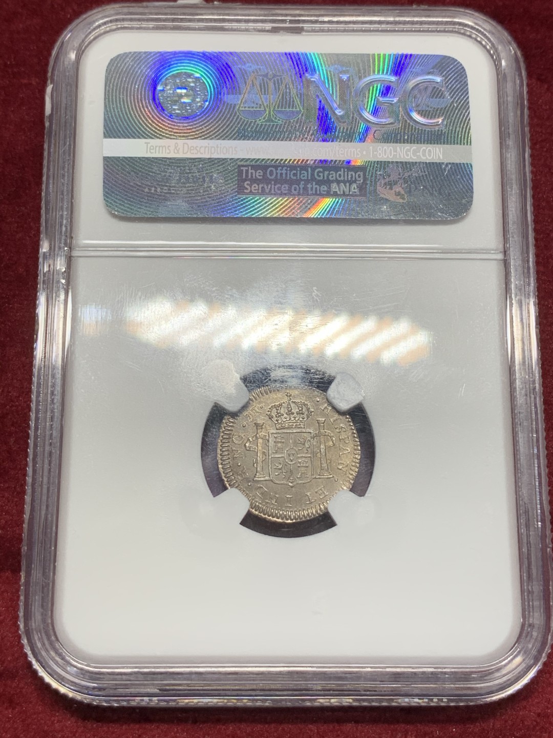 《竞宝斋》西.葡及其殖民地国家专场-第70场（全场不限金额包邮） NGC-MS64  危地马拉 双柱 费迪南七世 1809 1/2 里亚尔 理查德名人旧藏  五彩包浆 小币中的战斗机