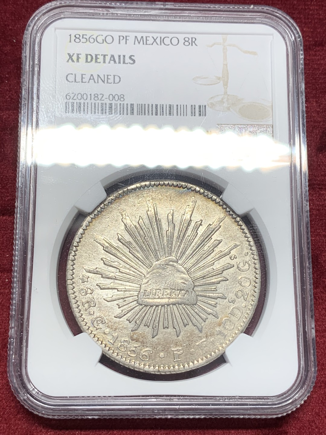 《竞宝斋》西.葡及其殖民地国家专场-第70场（全场不限金额包邮） NGC-AUD 墨西哥 1856年 花边鹰洋 大银币 中期好品