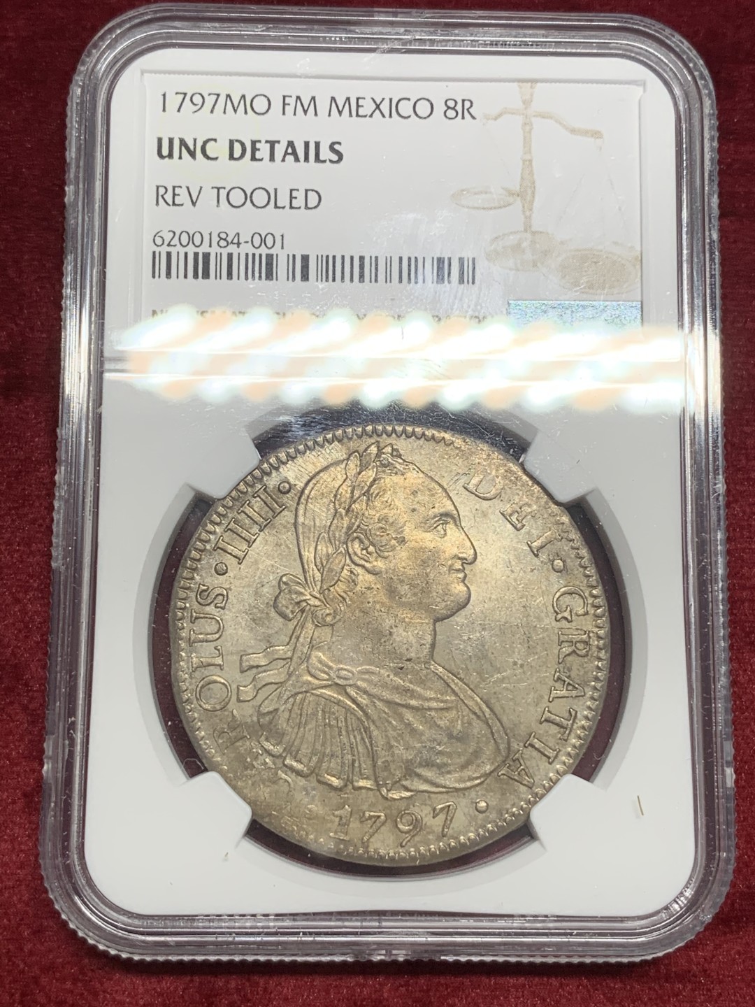 《竞宝斋》西.葡及其殖民地国家专场-第70场（全场不限金额包邮） NGC-UNCD  墨西哥 卡洛斯四世 1797年 8里亚尔大银币  打制好 性价比高