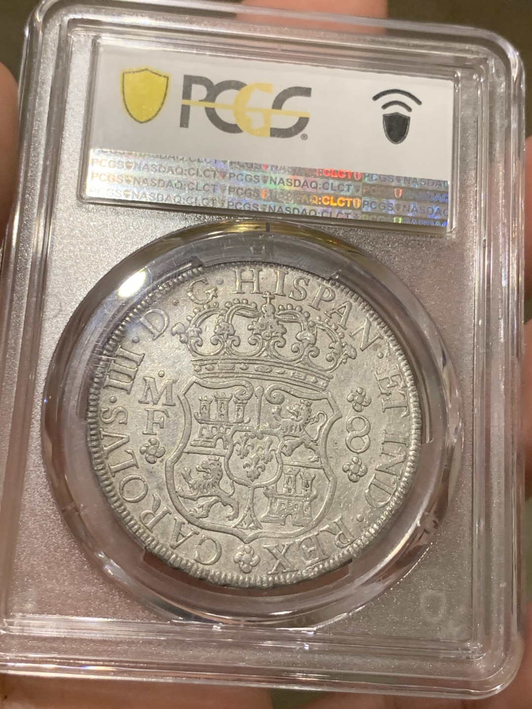 《竞宝斋》西.葡及其殖民地国家专场-第70场（全场不限金额包邮） PCGS-AU55 墨西哥地球双柱大银币 1769年版  酱油包浆 水波清晰 非常难得