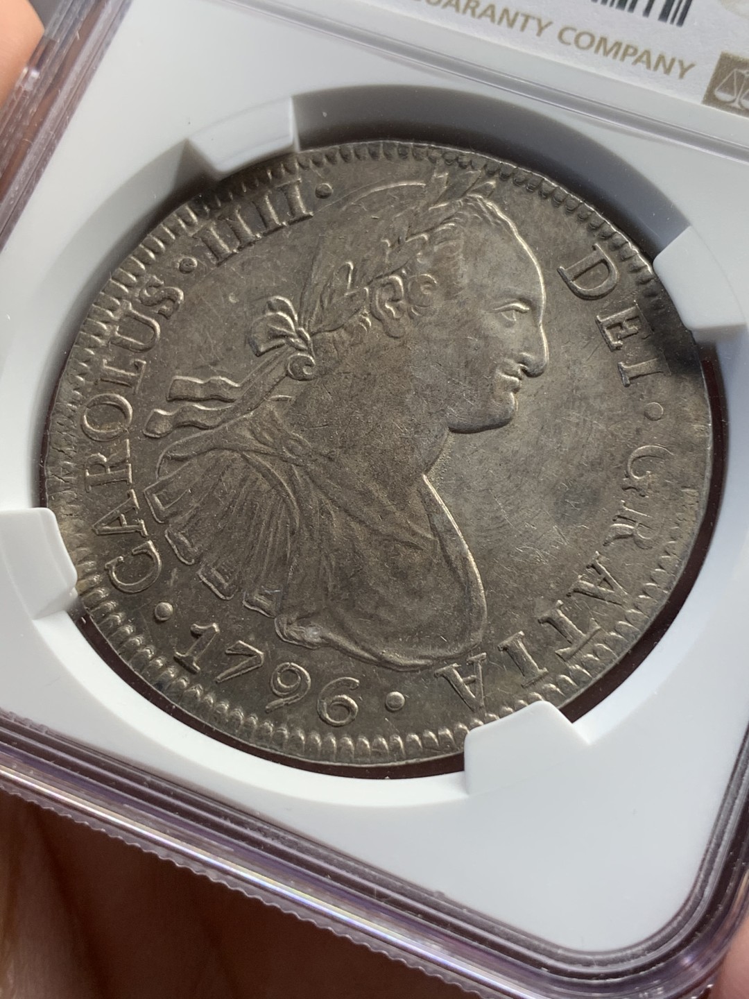 《竞宝斋》西.葡及其殖民地国家专场-第70场（全场不限金额包邮） NGC-AU58 墨西哥双柱 卡四 1796年  早期 8R双柱大银币 原味深打 底板好