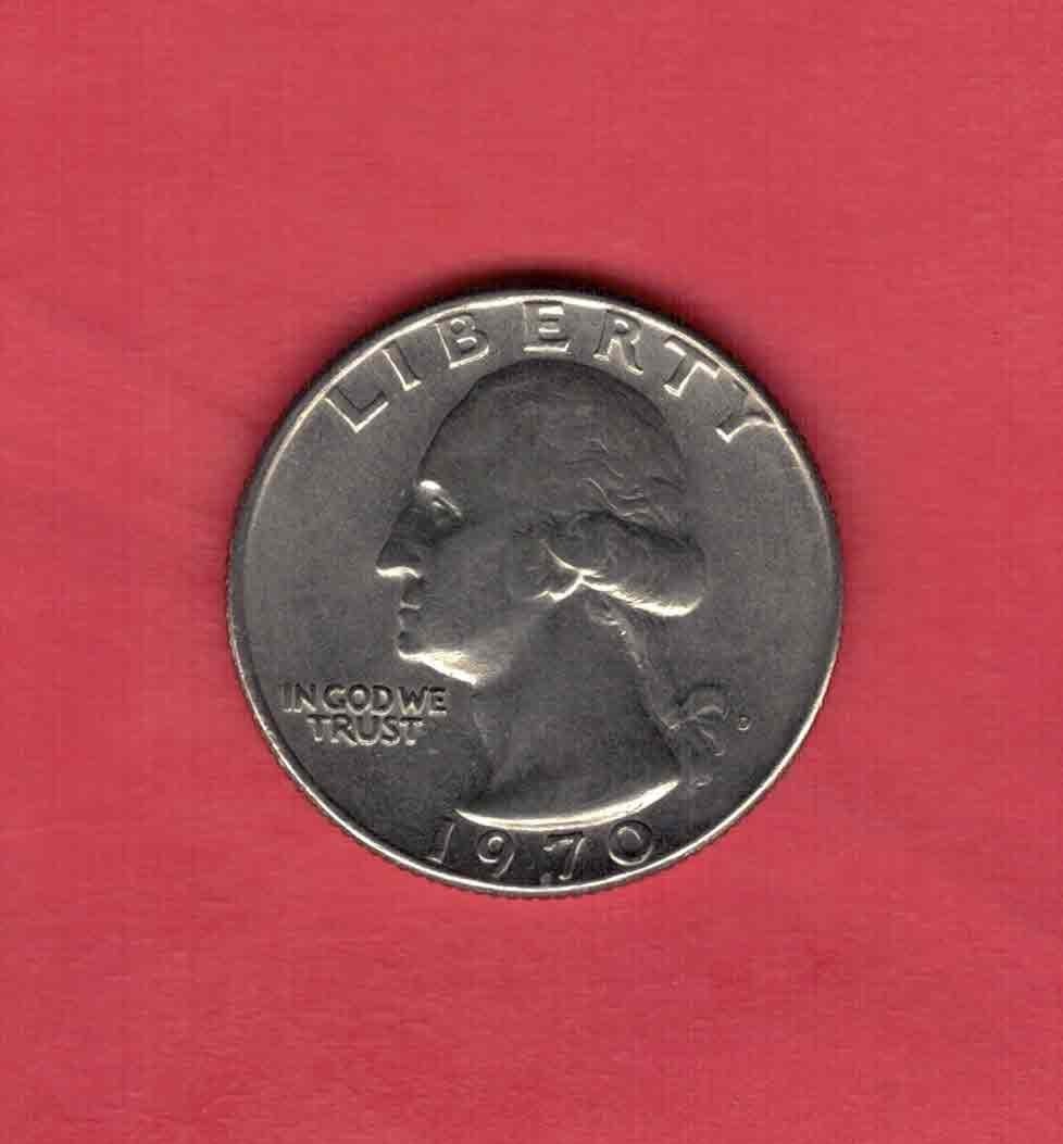 美国1970年25分 1/4元 流通品         