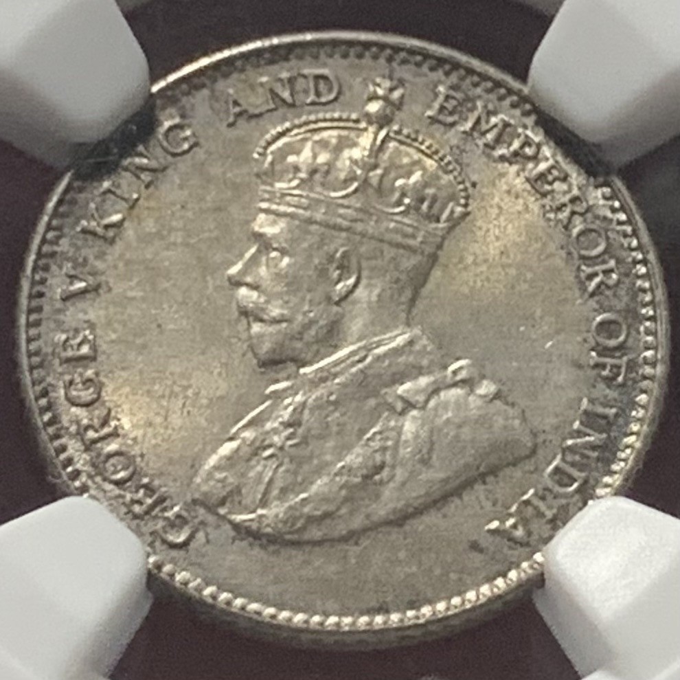 紫瑗钱币——第244期拍卖 海峡殖民地 1927年 乔治五世 10分 银币 NGC MS64