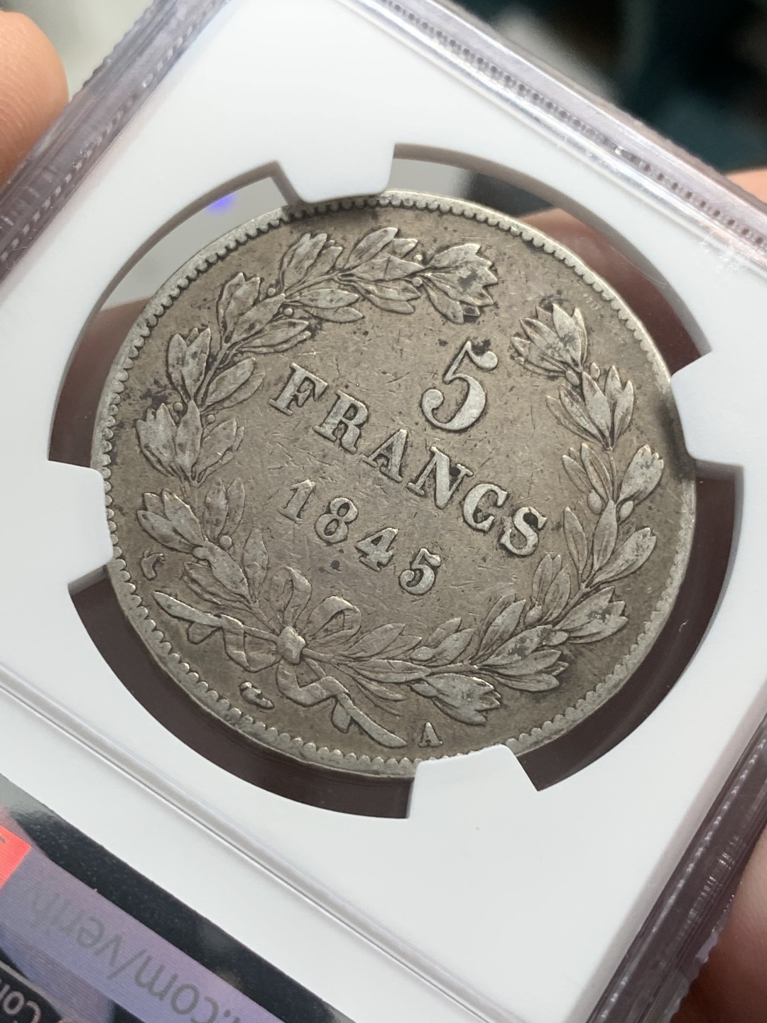 《竞宝斋》第71场-本周日，周一2场连拍（全场不限金额包邮） NGC XF45  法国 1845年菲利普一世五法郎银币 老包浆好品