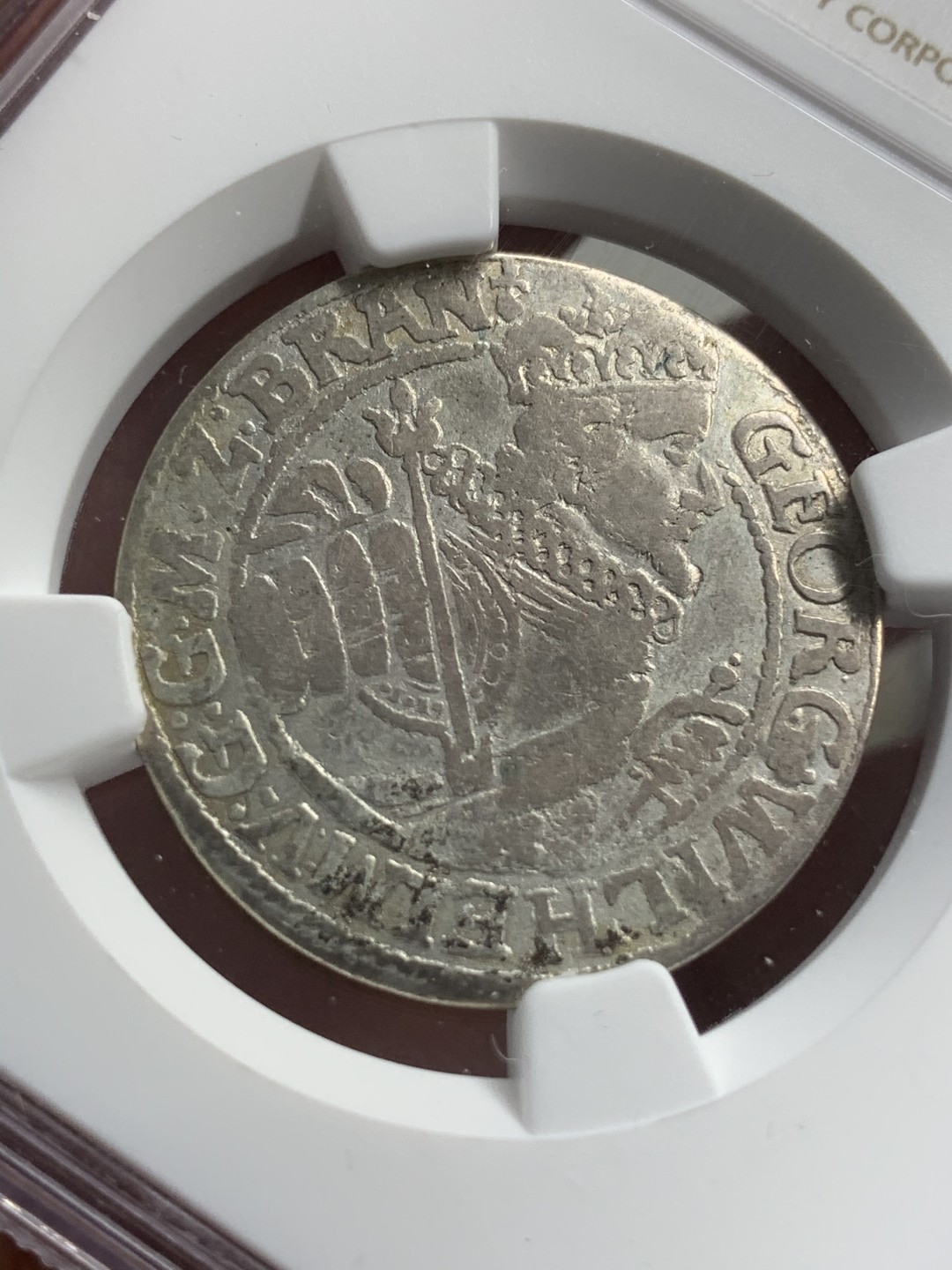 《竞宝斋》第71场-本周日，周一2场连拍（全场不限金额包邮） NGC VF细节神圣罗马帝国勃兰登堡 1622年 1/4泰勒 正面头像为勃兰登堡大选侯乔治威廉，普鲁士开国王腓特烈三世之父