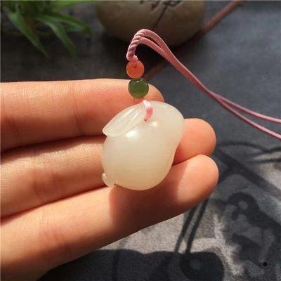 和田玉小兔子吊坠藕粉玉兔挂坠项链坠子浓粉色生肖兔挂件属相玉坠 - 和田玉小兔子吊坠藕粉玉兔挂坠项链坠子浓粉色生肖兔挂件属相玉坠