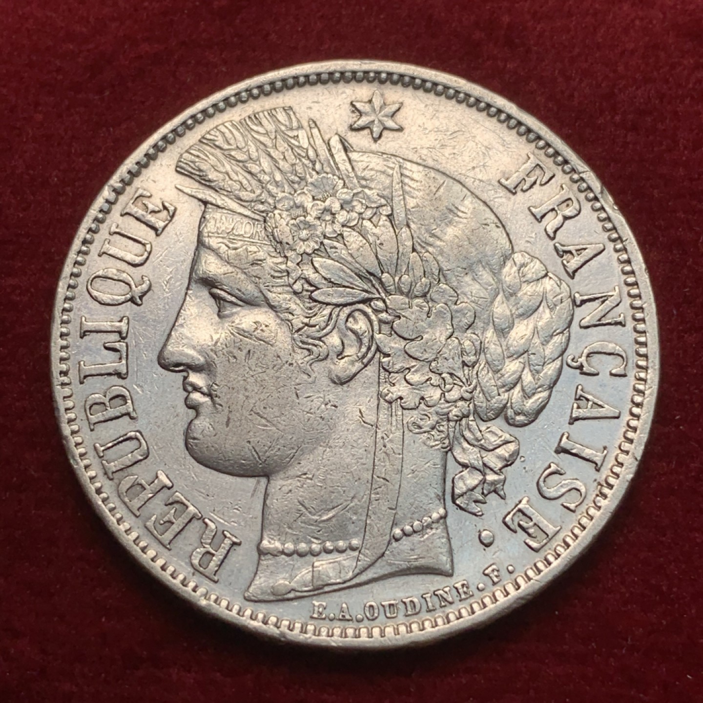 《竞宝斋》第71场-本周日，周一2场连拍（全场不限金额包邮） 法国1870年 谷物女神5法郎 大银币 细节不错