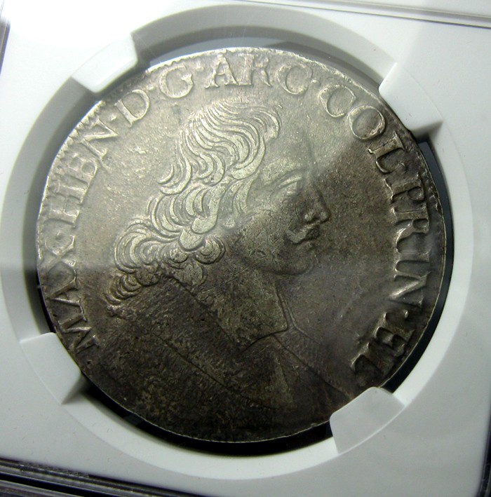 NGC-AUD神罗列日采邑主教区1678,patagon银币(和泰勒银币差不多,40mm), DAV-4294, Maximilian Henry马克西米利安.亨利