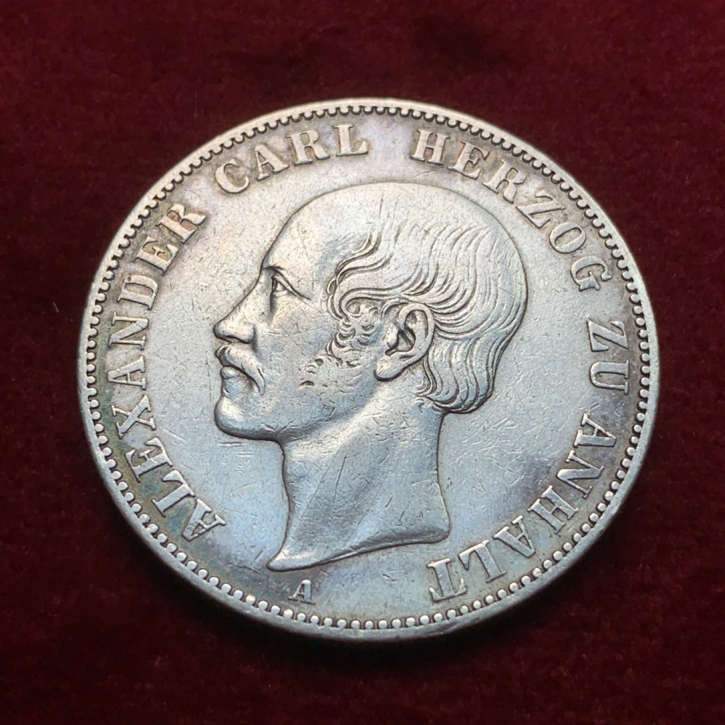 《竞宝斋》第71场-本周日，周一2场连拍（全场不限金额包邮） 1859年德国安哈特-贝恩堡 1泰勒银币 发行量24000枚