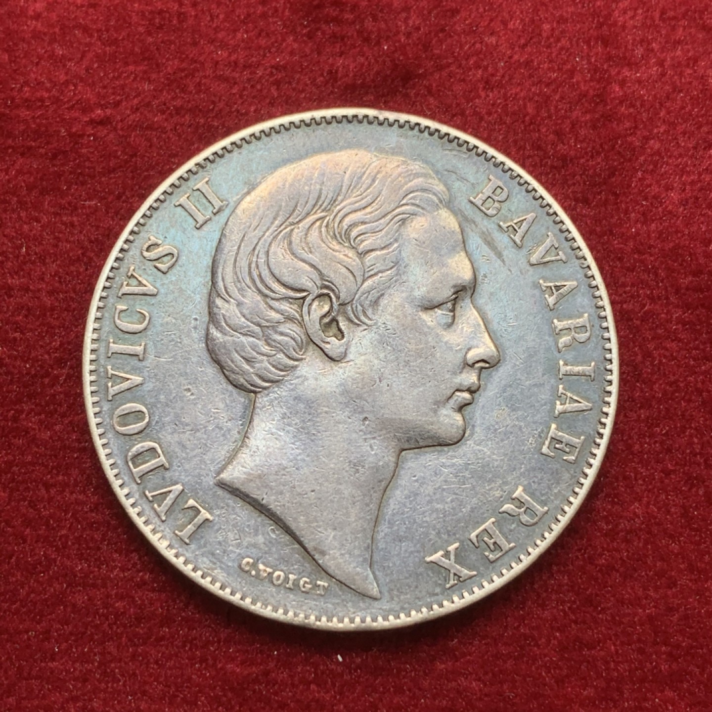 《竞宝斋》第71场-本周日，周一2场连拍（全场不限金额包邮） 1868年 德国 巴伐利亚 圣母抱婴 1泰勒银币