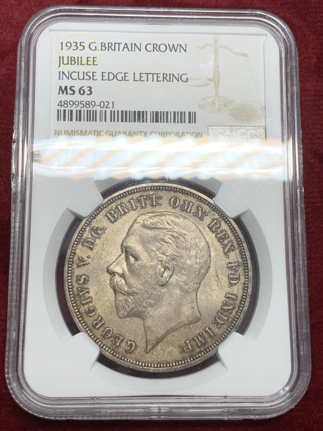 《竞宝斋》第71场-本周日，周一2场连拍（全场不限金额包邮） NGC-MS63 英国 1935年 克朗 木马剑 巧克力包浆