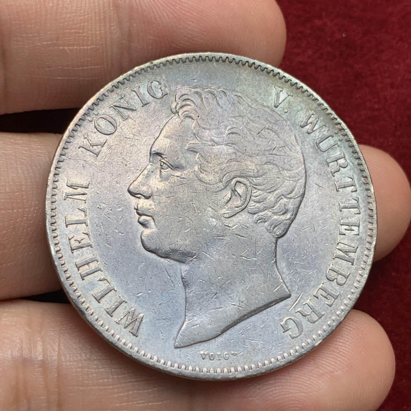 《竞宝斋》第71场-本周日，周一2场连拍（全场不限金额包邮） 德国 符腾堡 1843年 威廉一世 国王 2泰勒银币 37克的大银币