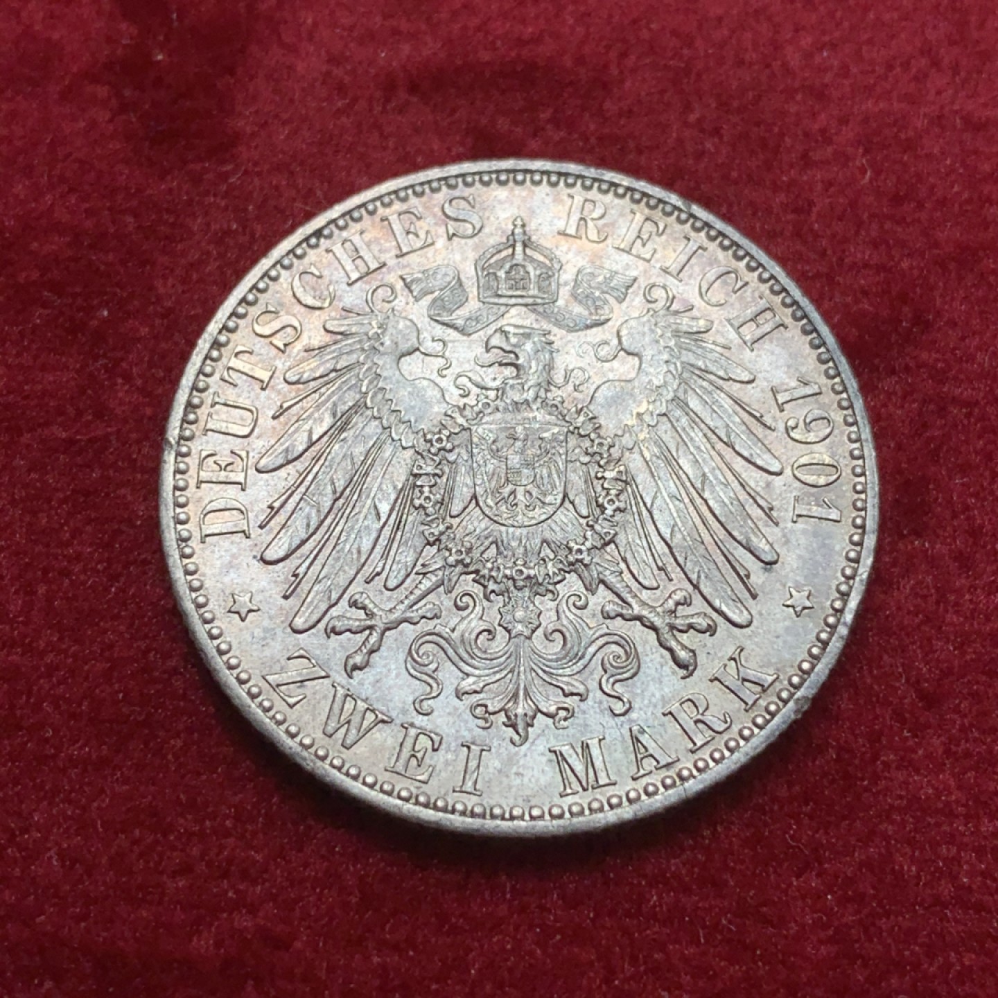 《竞宝斋》第71场-本周日，周一2场连拍（全场不限金额包邮） 德国普鲁士1901年 200周年纪念 2马克银币 可以自己送评