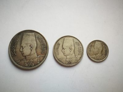 埃及法鲁克国王10P/5P/2P银币 - 埃及法鲁克国王10P/5P/2P银币