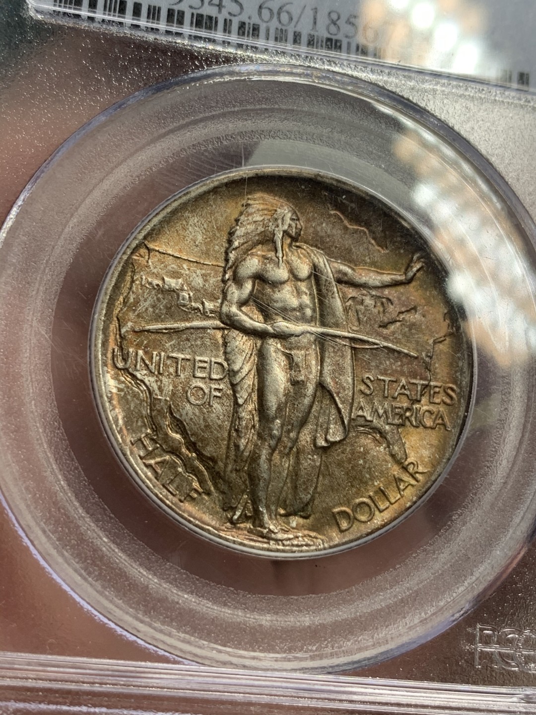 《竞宝斋》第71场-本周日，周一2场连拍（全场不限金额包邮） PCGS-MS66 美国 1936年 50美分 俄勒冈小道 银币 高分 经典设计 包浆舒服