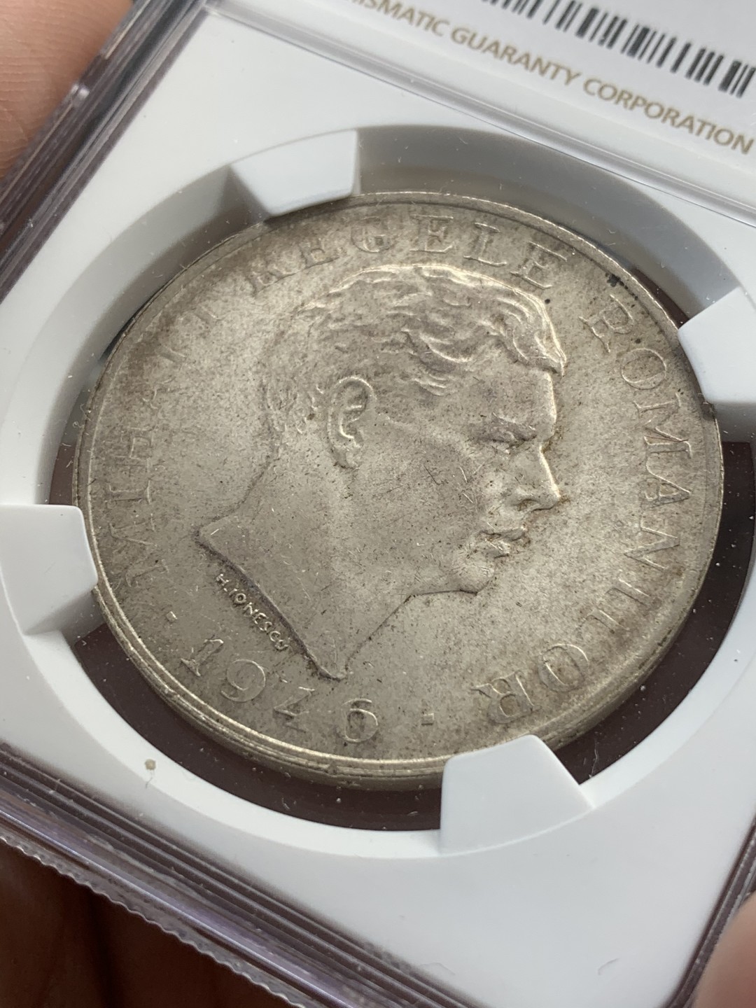 《竞宝斋》第71场-本周日，周一2场连拍（全场不限金额包邮） NGC-MS63 罗马尼亚 1946年 100000列伊 大银币 粉光好品 非常漂亮