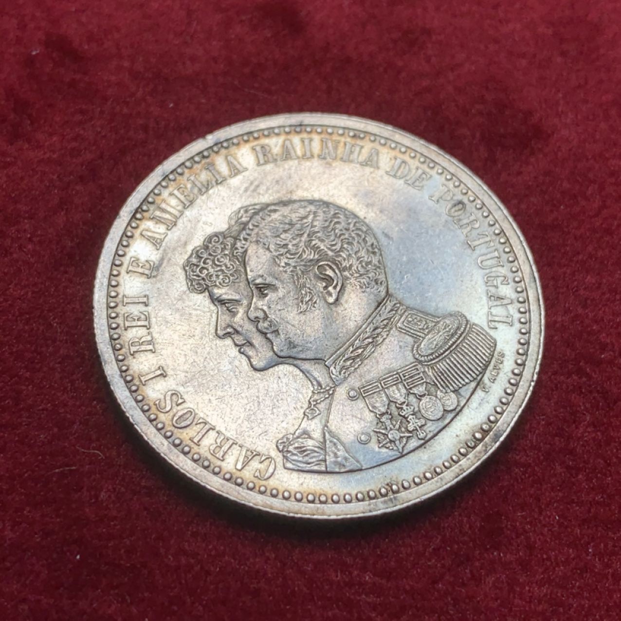 《竞宝斋》第71场-本周日，周一2场连拍（全场不限金额包邮） 葡萄牙1898年 发现印度五百周年纪念 500瑞斯 银币UNC品相