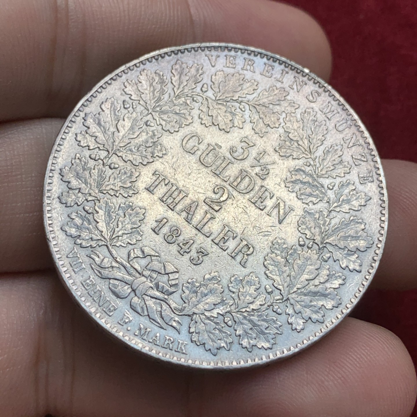 《竞宝斋》第71场-本周日，周一2场连拍（全场不限金额包邮） 德国 符腾堡 1843年 威廉一世 国王 2泰勒银币 37克的大银币