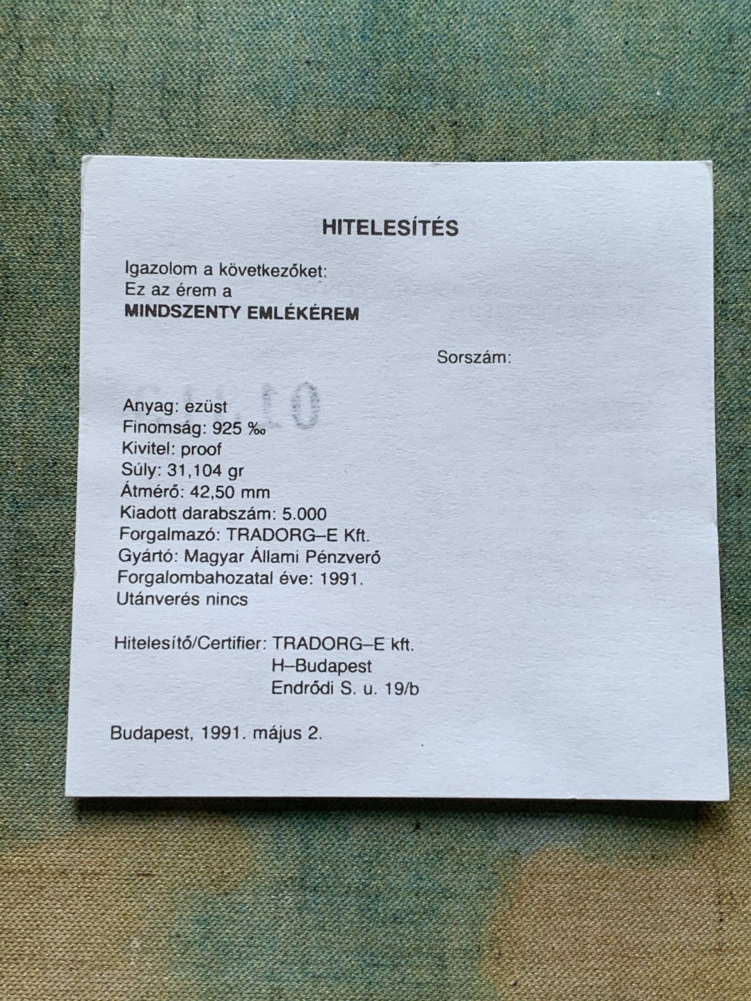 《竞宝斋》第71场-本周日，周一2场连拍（全场不限金额包邮） 匈牙利 1991年 红衣主教 纪念1盎司银币 31.1克 925银