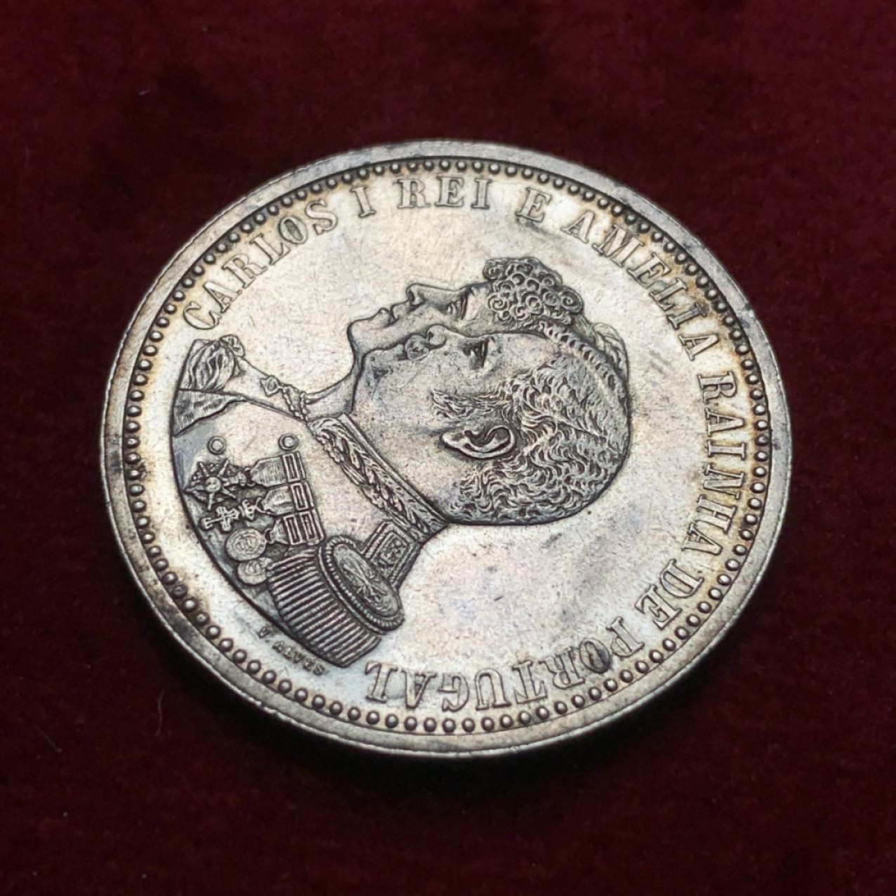 《竞宝斋》第71场-本周日，周一2场连拍（全场不限金额包邮） 葡萄牙1898年 发现印度五百周年纪念 500瑞斯 银币UNC品相