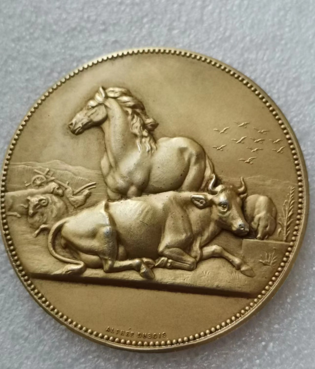 瓶子🏺第46期拍卖会 法国1910年农畜牧业纪念镀金银章