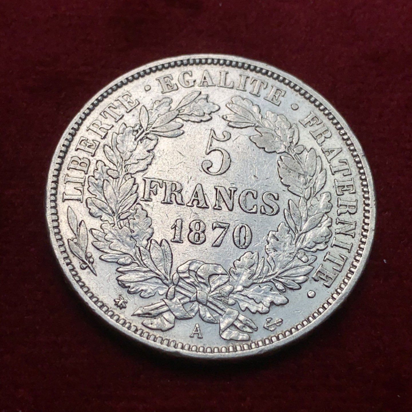 《竞宝斋》第71场-本周日，周一2场连拍（全场不限金额包邮） 法国1870年 谷物女神5法郎 大银币 细节不错